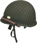 WW2 US Army M1 Steel Military Helmet Replica, WW2 Gear, WW2 Uniform, Vietnam War Helmet with Net Cover Chin Strap Cat Eye Band