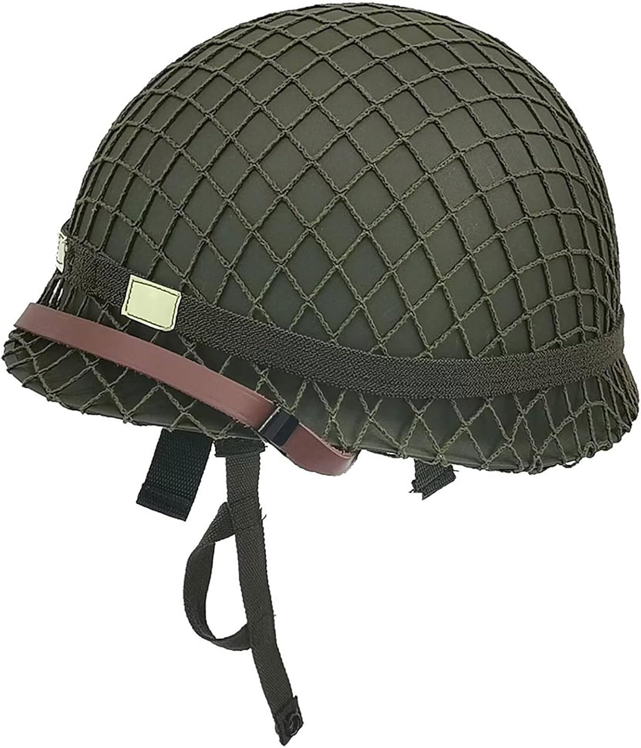 WW2 US Army M1 Steel Military Helmet Replica, WW2 Gear, WW2 Uniform, Vietnam War Helmet with Net Cover Chin Strap Cat Eye Band