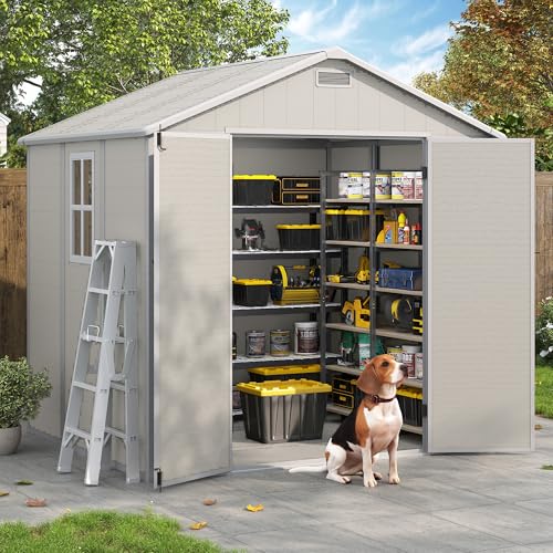 Outdoor Storage Shed 6x6 FT Resin with Floor and Lockable Door Z166