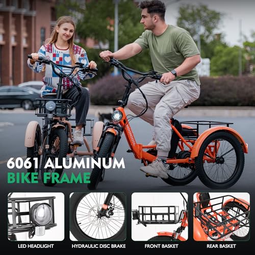 Electric Tricycle for Adults, 500W Folding 3-Wheel Bike with Basket X86957