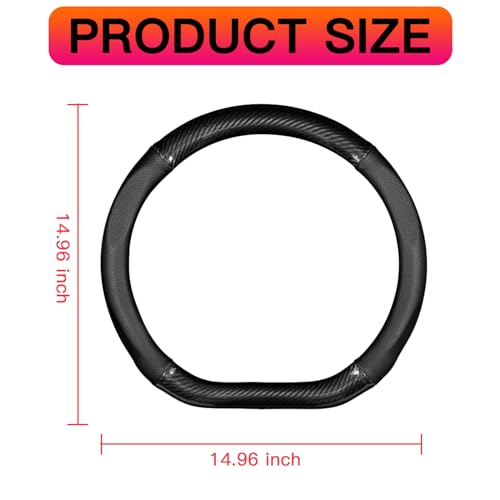 Carbon Fiber Breathable Steering Wheel Cover, Non-Slip, Universal Fit for Most Cars H394
