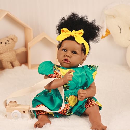 22.8 Inch Realistic African American Baby Doll with Soft Body K201