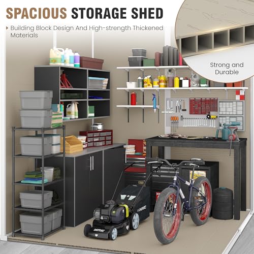 Outdoor Storage Shed 6x6 FT Resin with Floor and Lockable Door Z166