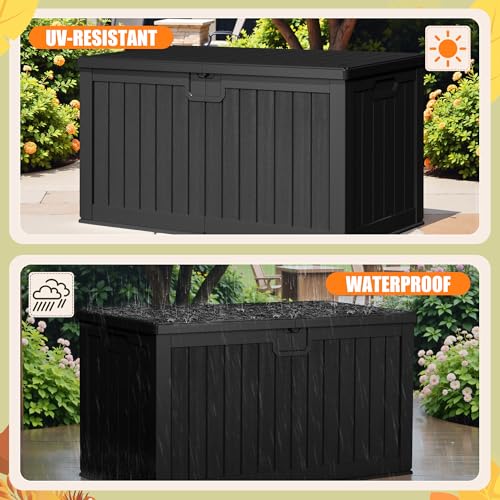 30 Gallon Waterproof Resin Deck Box for Outdoor Patio and Garden Storage Q30388
