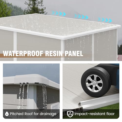 Outdoor Storage Shed 6x6 FT Resin with Floor and Lockable Door Z166