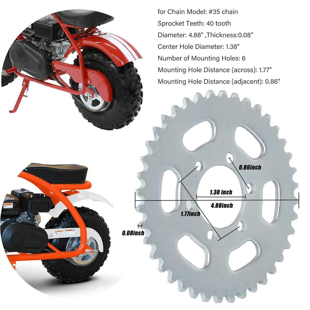 Rear Sprocket 40 Teeth for Mini Bike Go Kart Dirt Bikes S8701