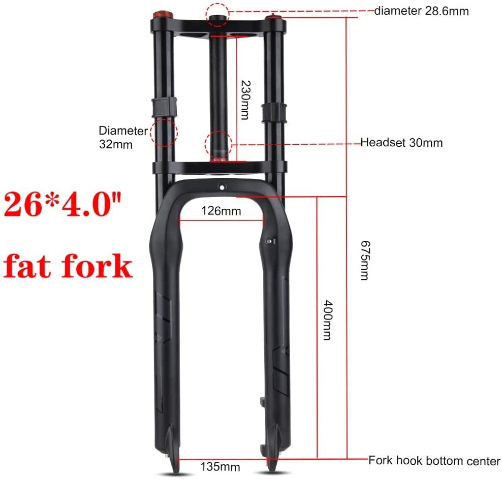 Snow Bike Fat Fork 1-1/8" Mountain Air Suspension Fork 160mm Travel QR E-Bike Front Fork 26x4.0 Disc Brake Z677469