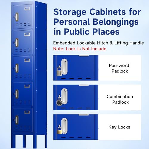 Metal Storage Cabinet, 5 Doors, Blue W429