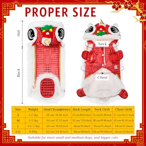 Lion Dance Dog Costume with Sequins for Chinese New Year Pet Outfit D95409
