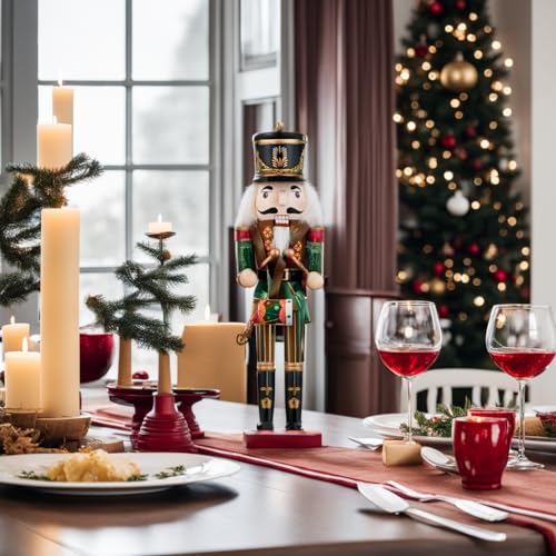 12 Inch Wooden Nutcracker Christmas Decor King & Soldier, Green, 2 Pack E8776