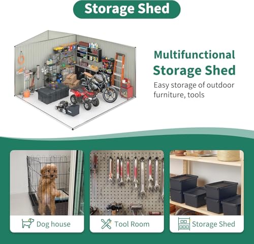Outdoor Storage Shed 12x14 FT, Metal Garden Shed with Lockable Doors S5417