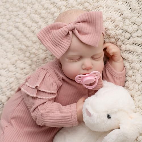 Realistic Reborn Baby Doll, 18 Inch Soft Body Sleeping Baby Girl with Pink Clothing Z645