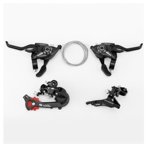MirOdo 3x7 Speed Mountain Bike Gear Shift Brake Lever Set Complete Bicycle Derailleur Front/Rear Parts Set with Digital Gear Dial & Brake Cable for Road Bikes,Folding Bikes
