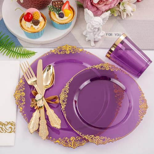 Gold Plastic Dinnerware Set for 50 Guests N48810