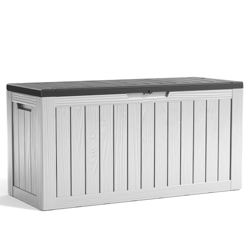 100 Gallon Resin Deck Box, Lockable Patio Outdoor Storage, Waterproof - Black F75230