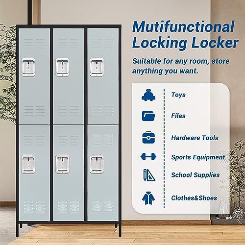 3-Door Blue Steel Storage Locker for Office, School, Gym C68898