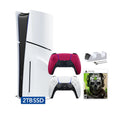 PlayStation 5 Slim Disc 2TB SSD Edition Call of Duty Modern Warfare II Bundle with Two Controllers White and Cosmic Red DualSense and Mytrix Dual Controller Charger - PS5 Gaming Console