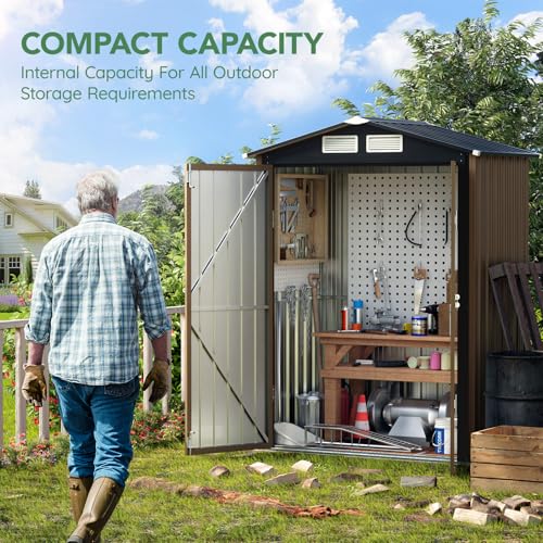 Outdoor Steel Storage Shed with Lockable Doors and Windows E249038