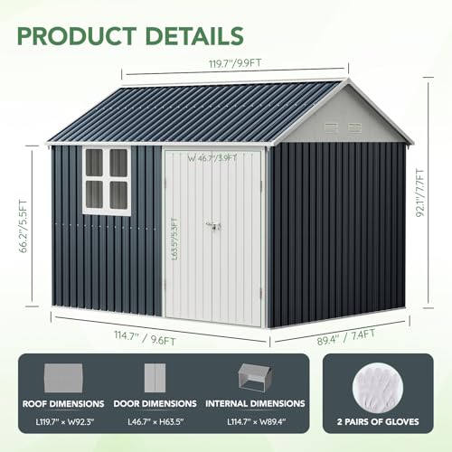Outdoor Steel Storage Shed with Lockable Doors and Windows E249038