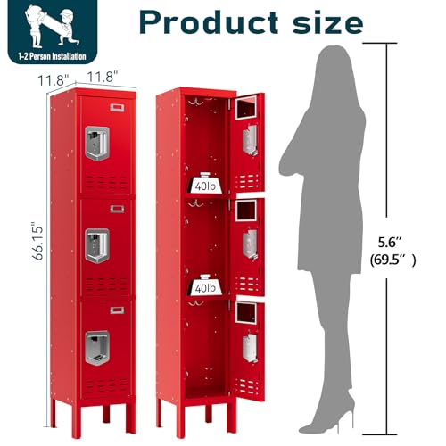 Metal Cabinet with Lockable Door for Office, Gym, School, Home A290