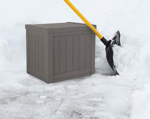 Outdoor Storage Box 22 Gallon Resin Deck Box with Flat-Lid Bench Seating B591