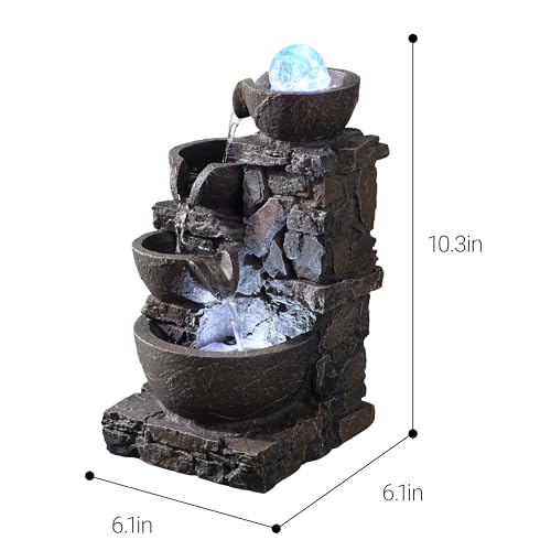 4-Tier Stone Tabletop Fountain with LED Lights Q8981