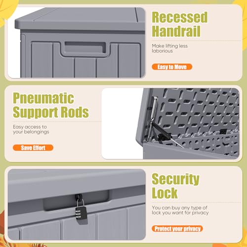 30 Gallon Waterproof Resin Deck Box for Outdoor Patio and Garden Storage Q30388