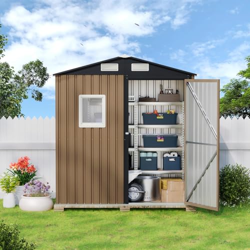Outdoor Steel Storage Shed with Lockable Doors and Windows E249038