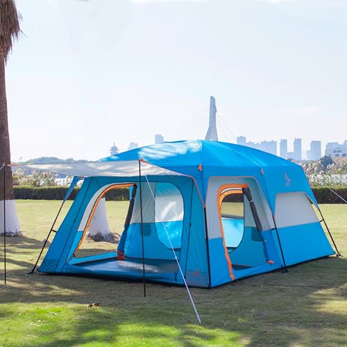 Extra Large Family Cabin Tent 2 Rooms 3 Doors 3 Windows Waterproof for Camping H460