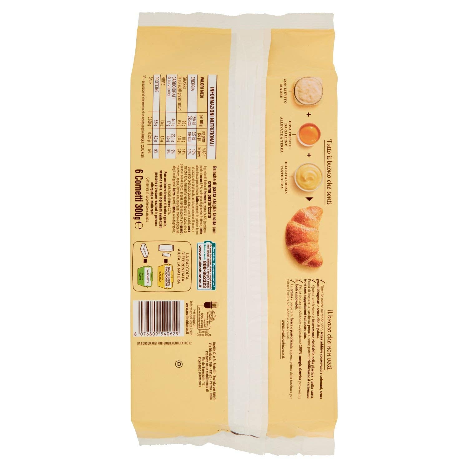 Cornetti alla Crema 6 Croissants with Custard 300g L926937