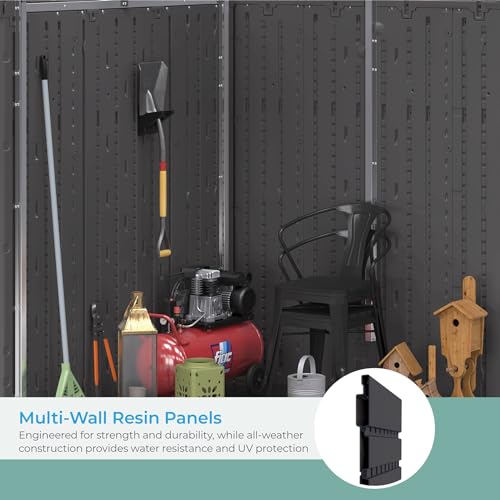 6' x 5' Modernist Storage Shed for Yard, All-Weather Outdoor Storage with 2 Lockable Doors and Windows D273