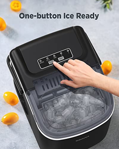 Ice Maker Countertop, 26Lbs/24H, Self-Cleaning, 9 Cubes in 6 Mins, Black F4142