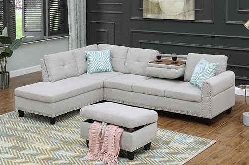 4-in-1 Convertible L Shaped Couch with Pull Out Bed and Storage Z983