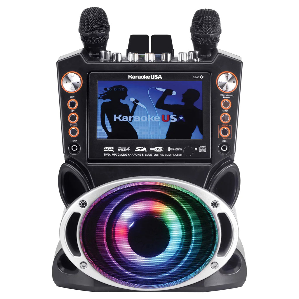 Karaoke System with Bluetooth, 7-Inch Screen, and 2 Microphones W239520