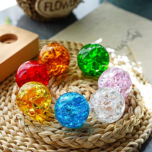 40mm Ice Cracked Crystal Chakra Balls with LED Wooden Base Night Light N984594