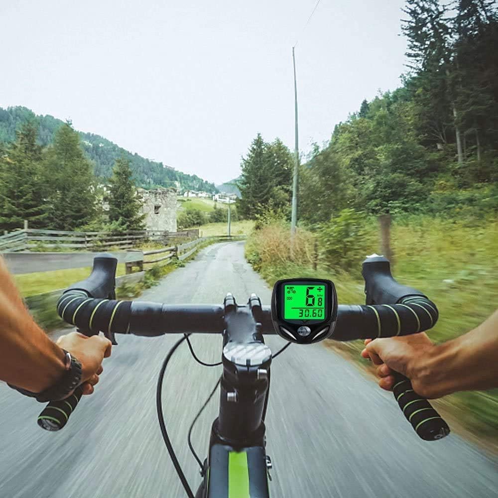 Waterproof Wireless Bike Speedometer with LCD Backlight Display F5964