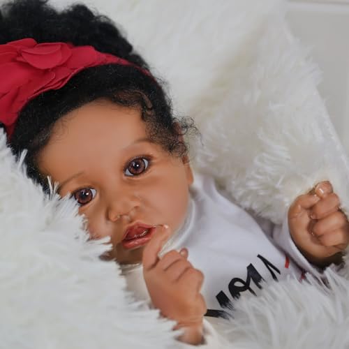 20 Inch Realistic African American Newborn Doll with Soft Body Gift Set Q2839