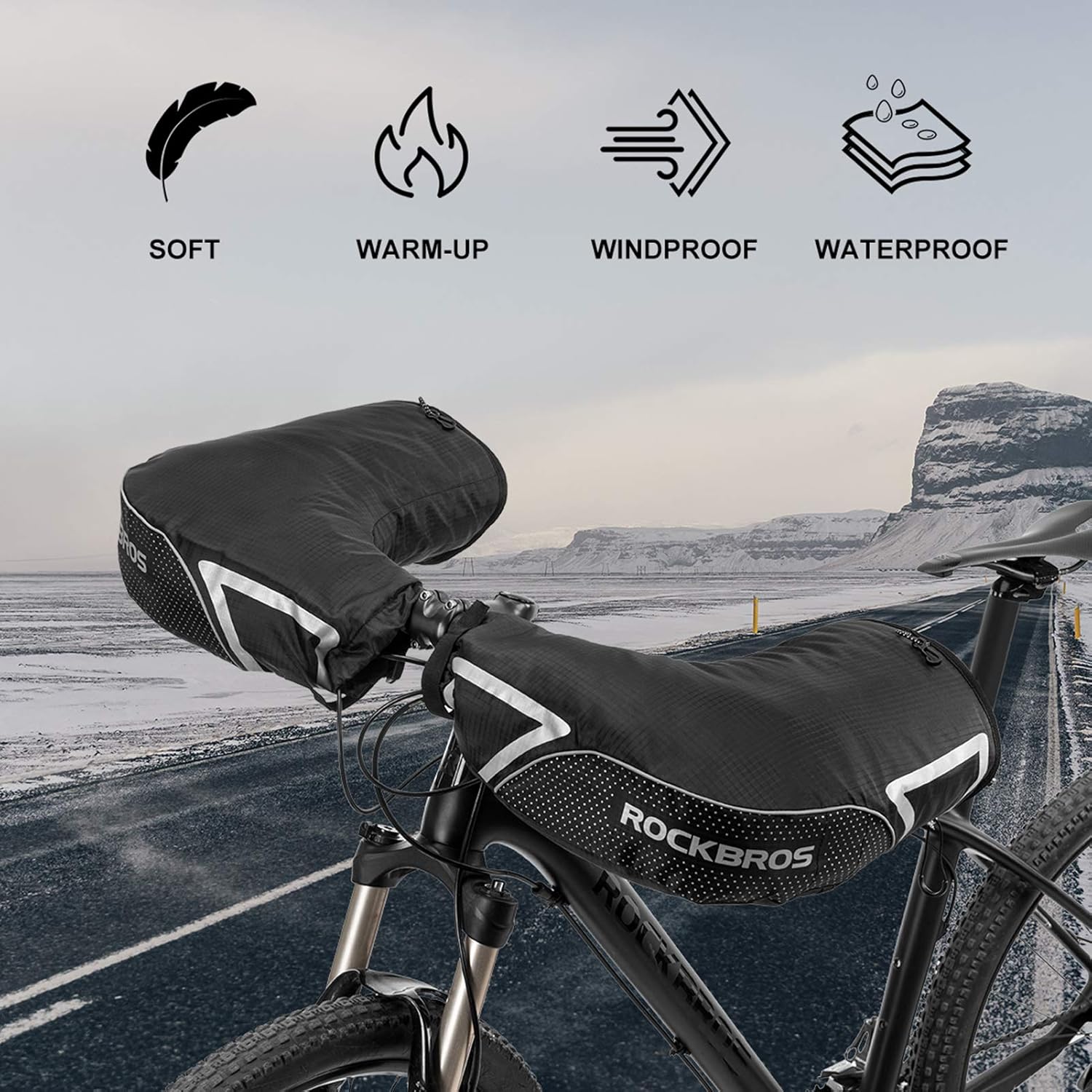 Winter Cycling Handlebar Mittens for Men D301447