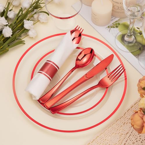 Disposable Plates and Cups Set for 50 Guests with Napkins and Cutlery V71219