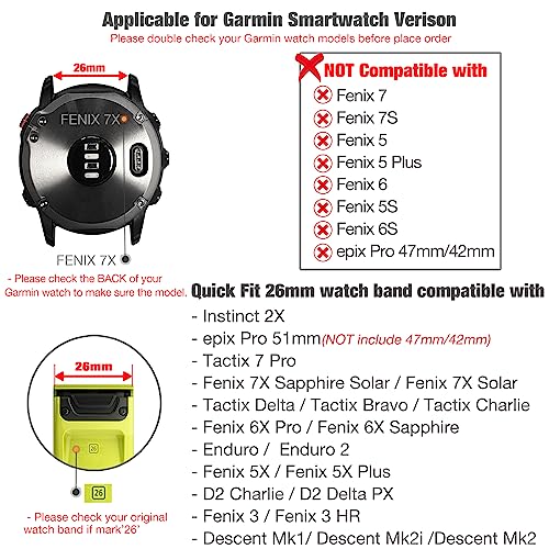 Silicone Watch Bands for Garmin Fenix 7X, 26mm, Soft Sport Waterproof Strap C85791