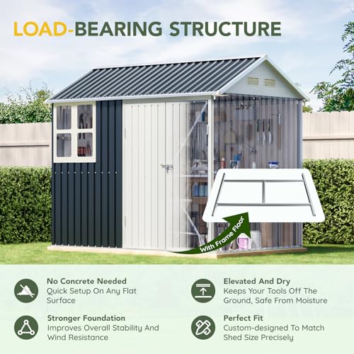 Outdoor Steel Storage Shed with Lockable Doors and Window L987864