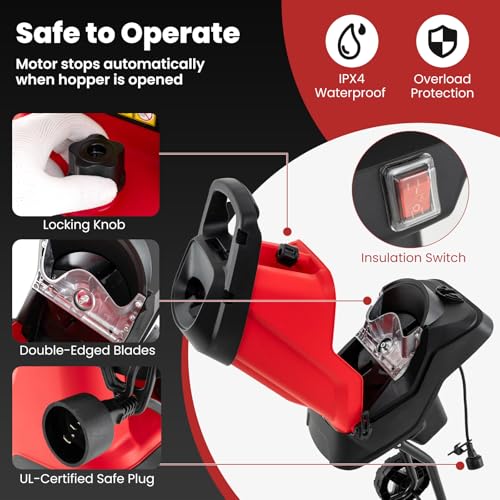Electric Wood Chipper Shredder, Corded Leaf Mulcher with Collection Bag P14790