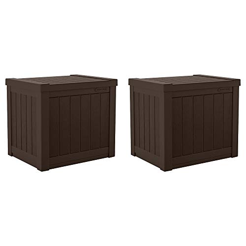 Outdoor Storage Box 22 Gallon Resin Deck Box with Flat-Lid Bench Seating B591