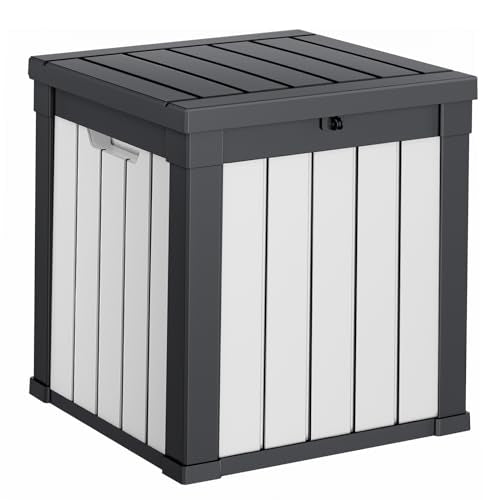 100 Gallon Resin Deck Box, Lockable Patio Outdoor Storage, Waterproof - Black F75230