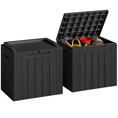 31 Gallon Resin Deck Box Waterproof Indoor Outdoor Storage for Patio Cushions and Garden Tools L90121