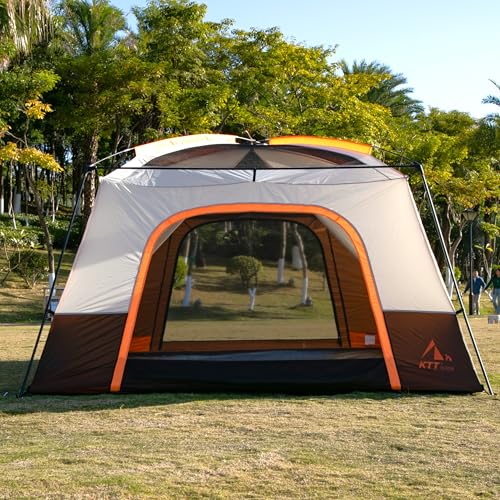 Extra Large Family Cabin Tent for Camping, 2 Rooms, 3 Doors, Waterproof E6603