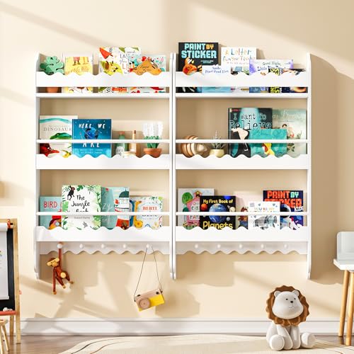 Wall Mounted 3-Tier Kids Bookshelf with Toy Storage Q74129