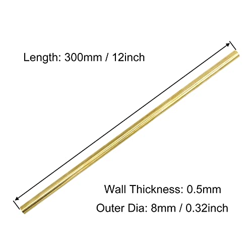 Brass Round Tube 0.5mm Wall 300mm Length for DIY Crafts, 3pcs M68923