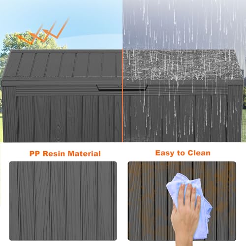100 Gallon Resin Deck Box, Lockable Patio Outdoor Storage, Waterproof - Black F75230