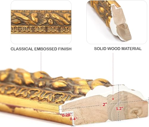 Solid Wood Ornate Canvas Frame for Oil Painting Wall Decor V3979